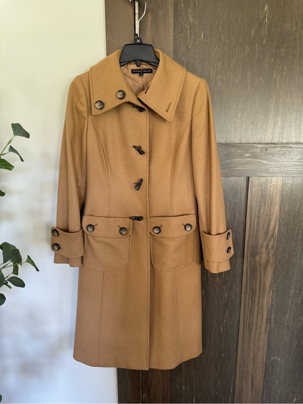ANTONIO MELANI Camel Wool-Blend Double-Button Peacoat